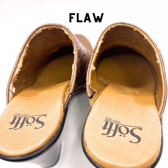 Sofft  Slip In Embossed Brown Clog Leather Mule - Women’s Sizes 8M. - Picture 8 of 12